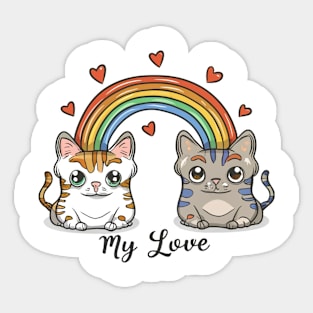 My Rainbow Cat is My Valentine Sticker